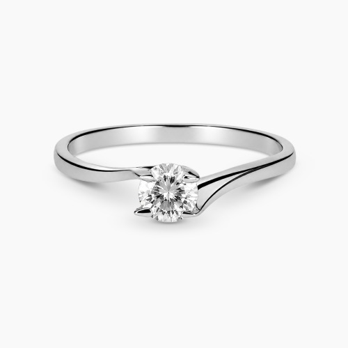 Pierścionek z białego złota 585 z brylantem 0,34 ct