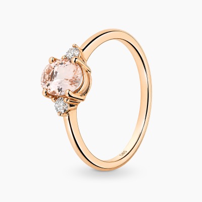 Pierścionek z różowego złota 585 z brylantami 0,09 ct i...