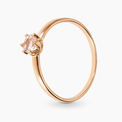 Pierścionek z różowego złota 585 z morganitem  0,23 ct