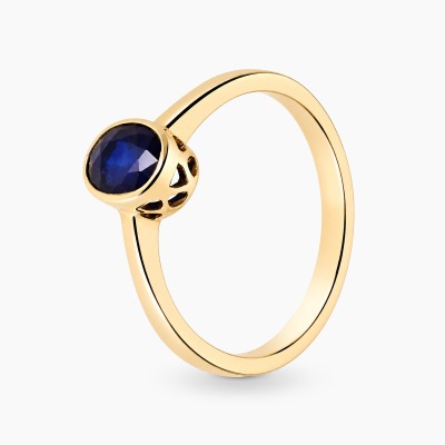 Pierścionek z żółtego złota 585 z szafirem 1,0 ct w...