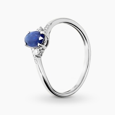 Pierścionek z białego złota 585 z diamentami 0,05 ct i...