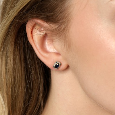 Kolczyki dwukolorowe złoto 585 z szafirami 0,66 ct i... 2