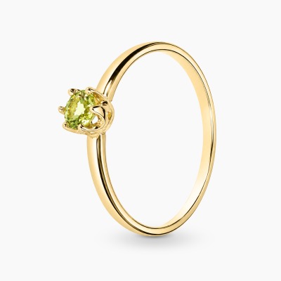 Pierścionek z żółtego złota 585 z oliwinem 0,27 ct