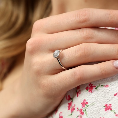 Pierścionek z białego złota 585 z diamentami 0,21 ct Si/H 2