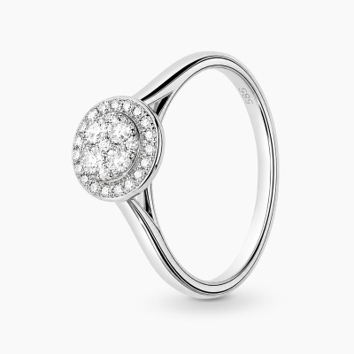 Pierścionek z białego złota 585 z diamentami 0,21 ct Si/H
