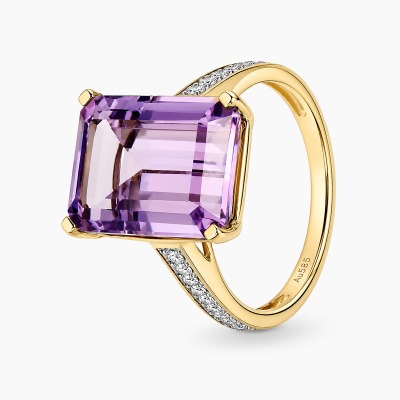 Pierścionek żółte złoto 585 z diamentami 0,18 ct i...