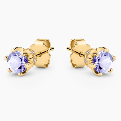 Kolczyki Torino żółte złoto 585 z tanzanitami 1,0 ct i...