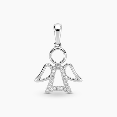 Zawieszka aniołek z białego złota 585 z brylantami 0,08 ct
