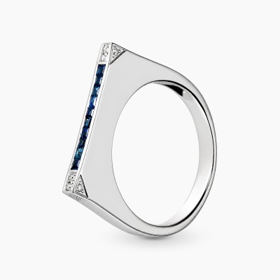 Pierścionek z białego złota 585 z szafirami 0,31 ct...