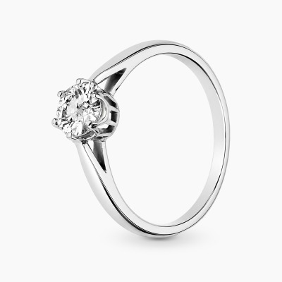 Pierścionek z białego złota 585 z brylantem 0,70 ct Si/H