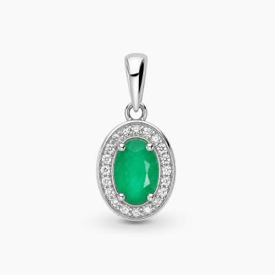 Zawieszka z białego złota 585 ze szmaragdem 0,40 ct i...
