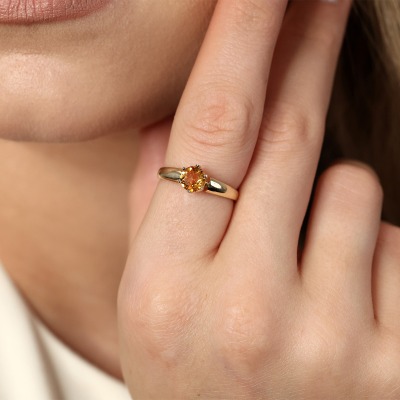 Pierścionek z żółtego złota 585 z cytrynem 0,68 ct 2