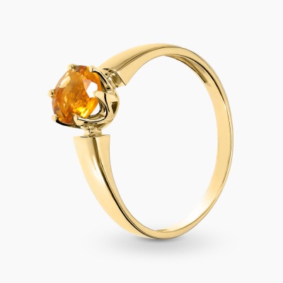 Pierścionek z żółtego złota 585 z cytrynem 0,68 ct