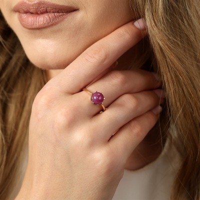 Pierścionek z dwukolorowego złota 585 z rubinem 4,26 ct 2