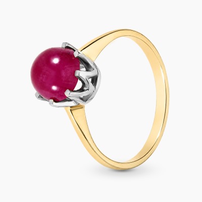 Pierścionek z dwukolorowego złota 585 z rubinem 4,26 ct