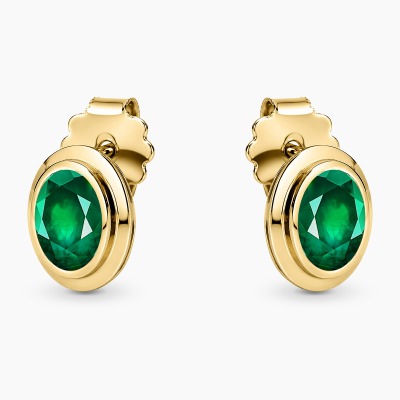 Kolczyki Portofino żółte złoto 585 ze szmaragdami 0,76 ct