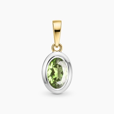 Zawieszka Portofino dwukolorowe złoto 585 z oliwinem 0,47 ct