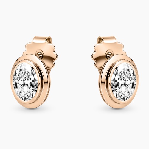 Kolczyki Portofino z różowego złota 585 z owalnymi diamentami 0,80 ct