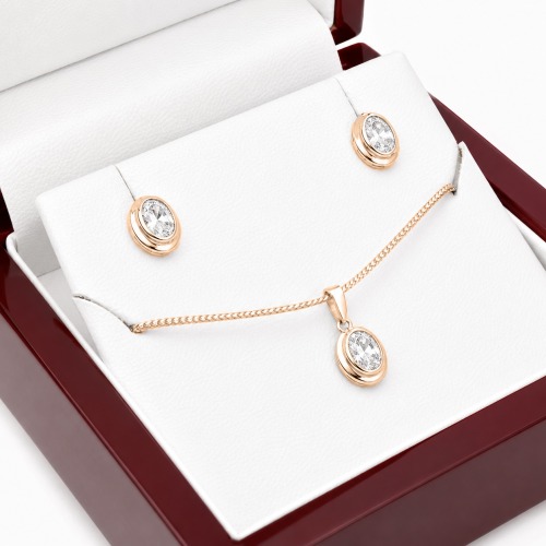 Kolczyki Portofino z różowego złota 585 z owalnymi diamentami 0,80 ct