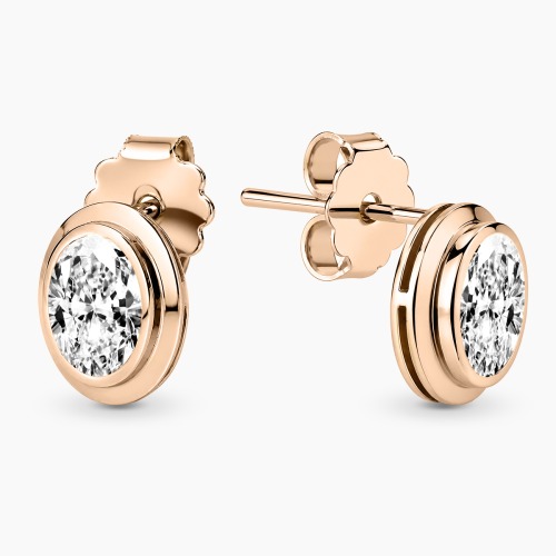 Kolczyki Portofino z różowego złota 585 z owalnymi diamentami 0,80 ct