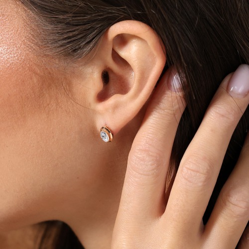 Kolczyki Portofino z różowego złota 585 z owalnymi diamentami 0,80 ct
