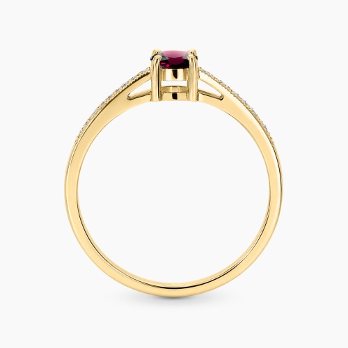 Pierścionek zaręczynowy Livorno żółte złoto 585 z rodolitem i brylantami 0,05 ct