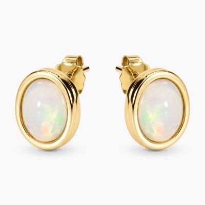 Kolczyki z żółtego złota 585 z opalami etiopskimi 3,53 ct