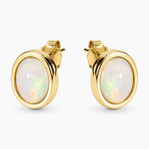 Kolczyki z żółtego złota 585 z opalami etiopskimi 3,53 ct