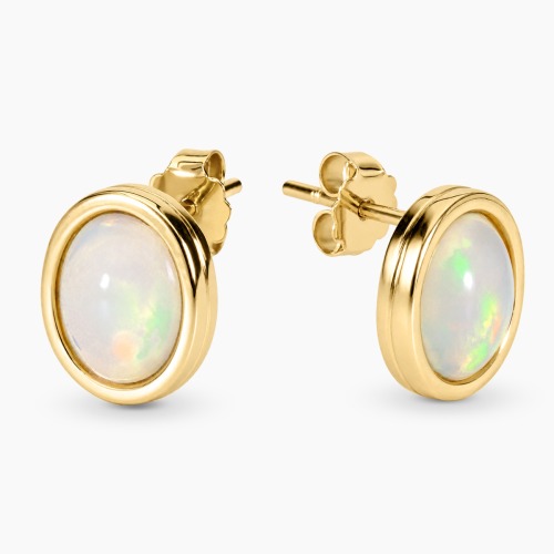Kolczyki z żółtego złota 585 z opalami etiopskimi 3,53 ct