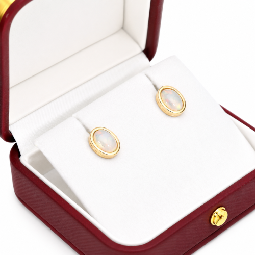 Kolczyki z żółtego złota 585 z opalami etiopskimi 3,53 ct