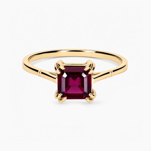 Pierścionek z żółtego złota 585 z kwadratowym rodolitem 1,19 ct