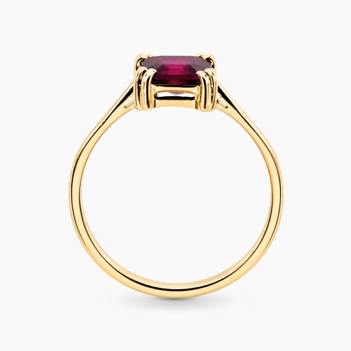 Pierścionek z żółtego złota 585 z kwadratowym rodolitem 1,19 ct