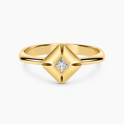Pierścionek z żółtego złota 585 oryginalny, z brylantem 0,08 ct