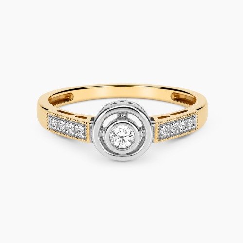 Pierścionek z żółtego i białego złota 585 z brylantami 0,12 ct Si/H