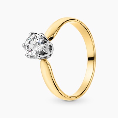 Pierścionek z dwukolorowego złota 585 z brylantem 0,43 ct