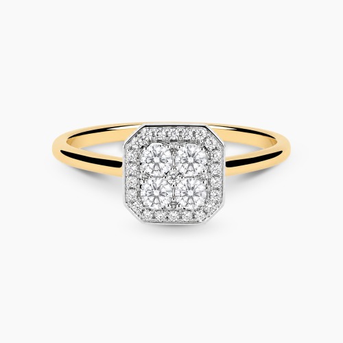 Pierścionek z dwukolorowego złota 585 z brylantami 0,25 ct i diamentami 0,07 ct