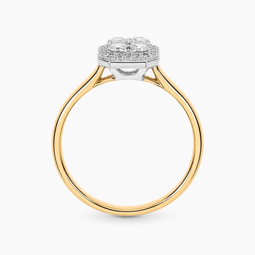Pierścionek z dwukolorowego złota 585 z brylantami 0,25 ct i diamentami 0,07 ct