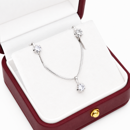Kolczyki z białego złota 585 z białymi szafirami 0,51 ct