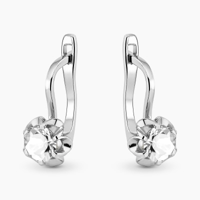 Kolczyki z białego złota 585 z białymi szafirami 0,51 ct