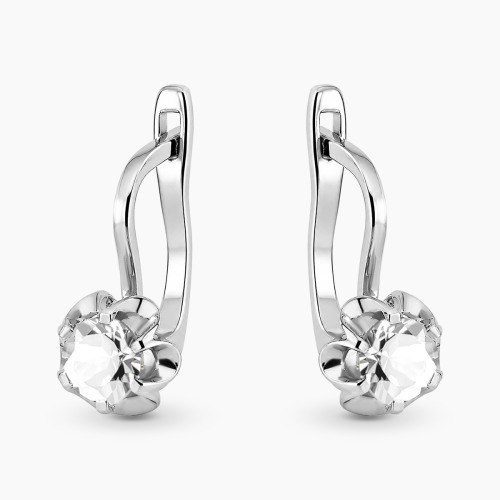 Kolczyki z białego złota 585 z białymi szafirami 0,51 ct
