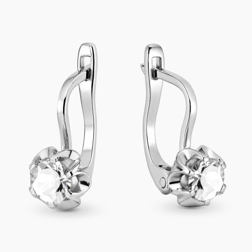 Kolczyki z białego złota 585 z białymi szafirami 0,51 ct