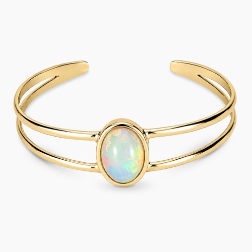 Bransoletka sztywna z żółtego złota 585 z opalem etiopskim 4,91 ct