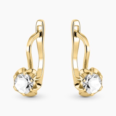Kolczyki z żółtego złota 585 z białymi szafirami 0,58 ct