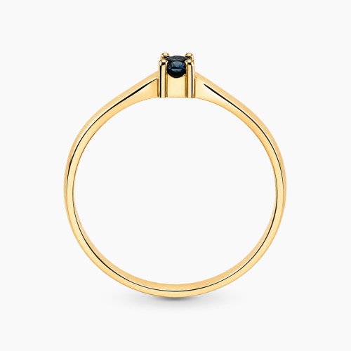 Pierścionek z żółtego złota 585 z topazem London Blue 0,12 ct