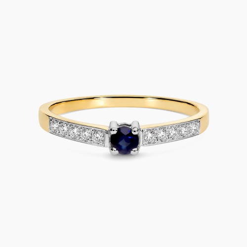Pierścionek z żółtego i białego złota 585 z szafirem 0,17 ct i brylantami 0,14 ct