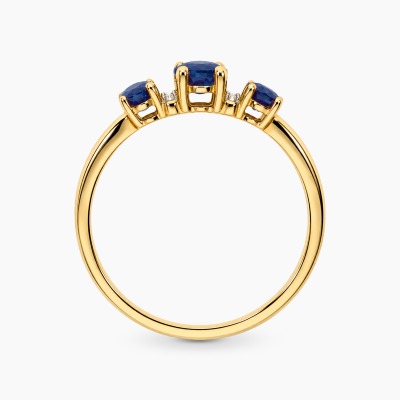 Pierścionek z żółtego złota 585 z szafirami 1,34 ct i... 2