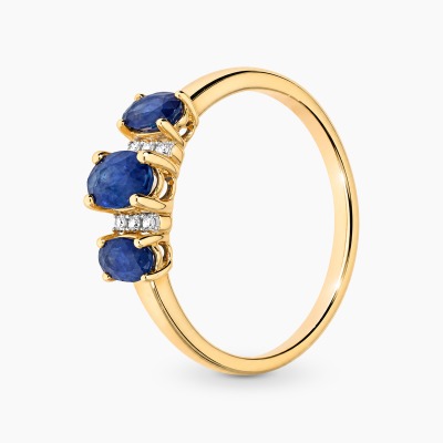 Pierścionek z żółtego złota 585 z szafirami 1,34 ct i...