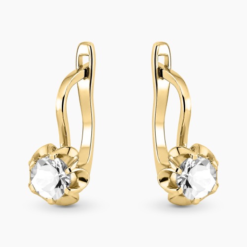 Kolczyki z żółtego złota 585 z białymi szafirami 0,78 ct