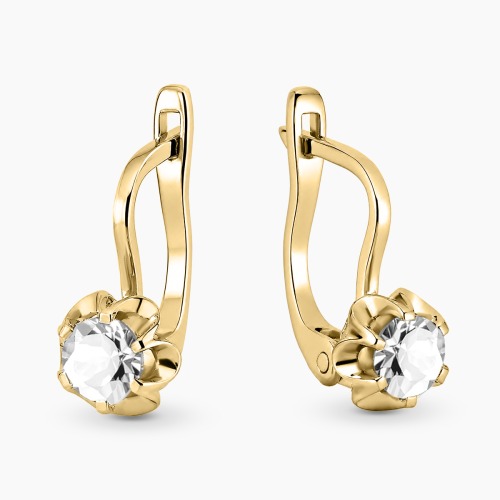 Kolczyki z żółtego złota 585 z białymi szafirami 0,78 ct