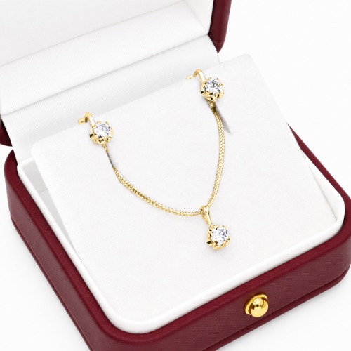 Kolczyki z żółtego złota 585 z białymi szafirami 0,78 ct